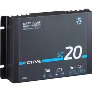 ECTIVE SC 20 SILENT be ventiliatoriaus veikiantis MPPT saulės įkrovimo valdiklis 12/24V giluminio maitinimo akumuliatoriams 240Wp/480Wp 50V 20A