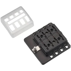 Automobilinis peilinis saugiklių laikiklis su LED indikatoriumi, skirtas 8 saugikliams, 30A/32V DC (greitas prijungimas)
