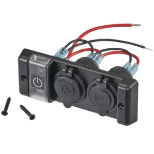 Automobilio montavimo konsolė su 2 USB prievadais ir 12 V integruotu maitinimo lizdu