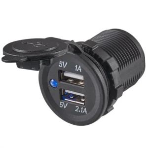 Dvigubas USB lizdas, montuojamas ant panelės, 5V 1/2.1A