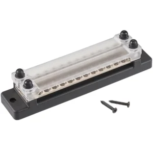 Dviguba maitinimo paskirstymo bėgelė su apatine juostele, 2x12 kanalų, 150A DC/AC