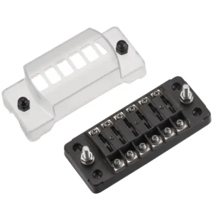 Automobilinė peilinė saugiklių juostelė 6 saugikliams 20A/32V DC (srieginiai gnybtai)